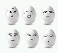 Funny easter eggs. This is image of funny eggs on white background. Faces on the eggs. Royalty Free Stock Photo