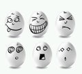 Funny easter eggs. This is image of funny eggs on white background. Faces on the eggs. Royalty Free Stock Photo