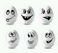 Funny easter eggs. This is image of funny eggs on white background. Faces on the eggs. Royalty Free Stock Photo