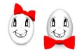 Funny eggs with red bows