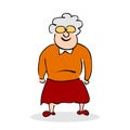 Funny elderly lady with glasses. Grandmother standing. Colorful