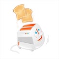 Funny electric toaster happily made toasts