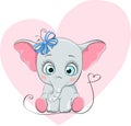 Funny elefant with blue bow