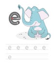 Funny elefant and letters E