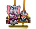 Funny elephant with baby elephant on carousel Royalty Free Stock Photo