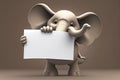 Funny elephant cartoon holding blank sign Royalty Free Stock Photo