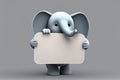 Funny elephant cartoon holding blank sign Royalty Free Stock Photo