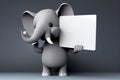 Funny elephant cartoon holding blank sign Royalty Free Stock Photo