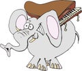 Funny elephant with piano