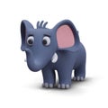 Funny elephant with raised trunk, side view. 3D illustration in plasticine style