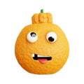 funny emoji mandarin with eyes and mouth. crazy tangerine showing tongue