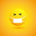 Funny Emoji - Simple Shiny Happy Emoticon with Medical Mask Royalty Free Stock Photo