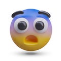 Funny emoticon with blue forehead. Fear, fright, shock