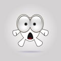 Funny emoticon logo: surprised, astonished, amazed, dazed, shocked emotions. As mascot, sticker, emoji.