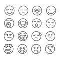 Funny emoticons faces icon set isolated. Modern outline on white background