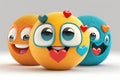 Funny emoticons with hearts