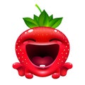 Funny emotion strawberry. cute fruit character