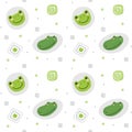 Funny endless hand drawn background with cute frog, crocodile and dots. Cool vector illustration for kids, babies, fashion, fabric