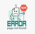 Funny 404 error concept. Web Page not found sign. Internet problem icon Royalty Free Stock Photo