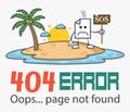 Funny 404 error concept. Web Page not found sign. Internet problem icon. Royalty Free Stock Photo