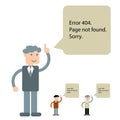 Funny 404 error symbol with cute character of businessman. Royalty Free Stock Photo