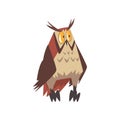 Funny Eurasian Eagle Owl Bird Character with Brown Plumage Vector Illustration