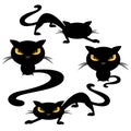 Funny evil black cats - halloween vector set