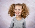 Funny exaggerated comic picture of toddler girl