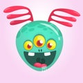 Funny excited alien character cartoon