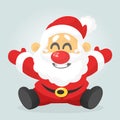 Funny excited cartoon Santa claus sitting. Vector Christmas illustration.