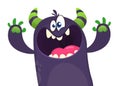 Funny excited monster singing or talking. Vector illustration.