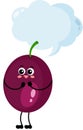 Funny exotic passion fruit mascot with empty speech bubble