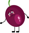 Funny exotic passion fruit mascot feeling sad