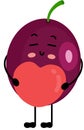 Funny exotic passion fruit mascot holding a heart