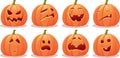 Funny Expressive Halloween Pumpkin Vector Set