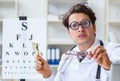 Funny eye doctor in humourous medical concept