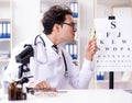 Funny eye doctor in humourous medical concept