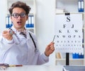 Funny eye doctor in humourous medical concept