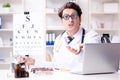 The funny eye doctor in humourous medical concept