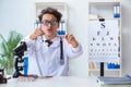 The funny eye doctor in humourous medical concept