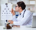 Funny eye doctor in humourous medical concept