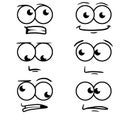 Funny eyes with emotions. Different smiles and faces.