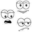 Funny eyes with emotions. Different smiles