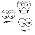 Funny eyes with emotions. Different smiles