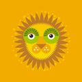 Funny face big cat, lion with mane on Orange background. Vector Royalty Free Stock Photo