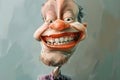 funny face with big toothy smile caricature