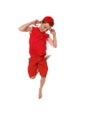 Funny face boy hopping Royalty Free Stock Photo