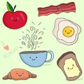 Funny face cartoon breakfast illustration