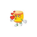 Funny Face chinese gold drum cartoon character holding a heart Royalty Free Stock Photo