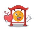 Funny Face Chinese gong Scroll cartoon character With heart Royalty Free Stock Photo
